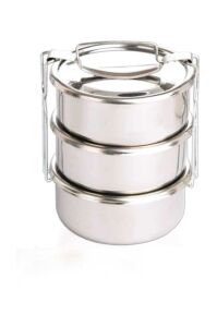 18x10cm Çelik Sefer Tası 3'lü Paslanmaz Çelik Yemek Taşıma Kabı