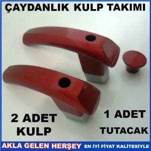 KIRMIZI RENKLİ ÇAYDANLIK KULP TAKIMI VE TUTACAĞI