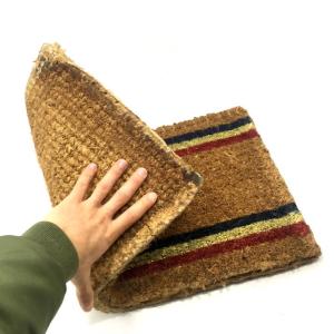 23mm Kalınlıkta Sık Dokunmuş Çizgili Koko Kıl Paspası 30x55 cm Kapı Önü Paspası