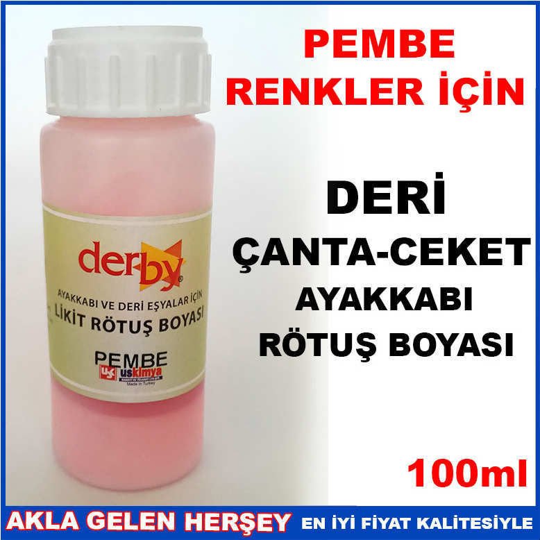 Profesyonel deri boyası, hata kapatıcı deri rötuş boyası,PEMBE RENK DERİ ÇANTA CEKET AYAKKABI RÖTUŞ BOYASI