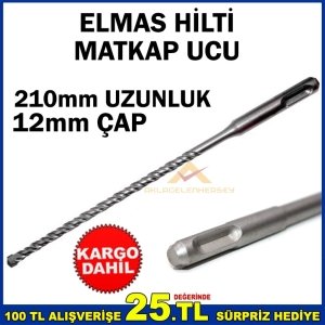 210mm BOY 12mm ÇAPINDA ELMAS HİLTİ MATKAP UCU