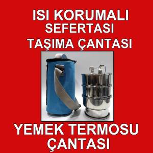 Termoslu Çanta Hediyeli 4lü Çelik Sefer Tası 1-3 kişlik 12x20cm Isı Koruyan Taşıma Çantası+Sefertası Sağlıklı Yemek Taşıma Seti