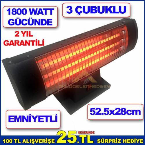 1800 Watt Gücünde Sıcak Mekanlar İçin Birebir Emniyetli 3 Çubuklu Elektrikli Isıtıcı