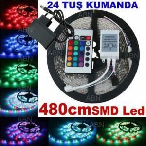 480cm uzaktan kumandalı renkli Şerit Led 15 renk,Dayanıklı Silikon yüzeyli iç-Dış Mekan Aydınlatması