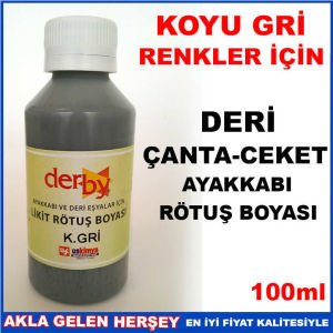 Profesyonel deri boyası, hata kapatıcı deri rötuş boyası,KOYU GRİ DERİ ÇANTA CEKET AYAKKABI RÖTUŞ BOYASI