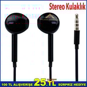 İphone Mikrofonlu Kulaklık Kaliteli Ses Cep Telefon Kulaklığı Stereo Kulaklık Siyah