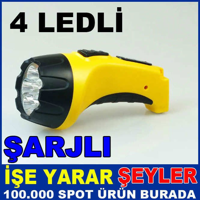 4 LEDLİ ENERJİ TASARRUFLU ŞARJLI EL FENERİ