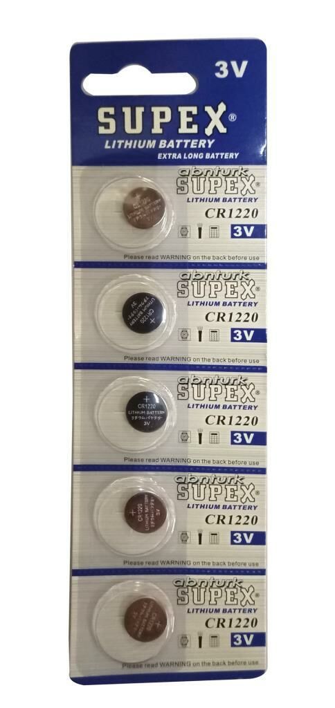 5 Adet Supex CR 1220 3V Lityum Para Pil Terazi Baskül Kumanda Pili enaz Uzun Raf Ömürlü Güvenli Pil