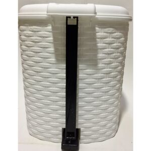 6Lt Rattan Beyaz Hasır Desenli Çıkarılabilen Kovalı Pedallı Çöp Kovası