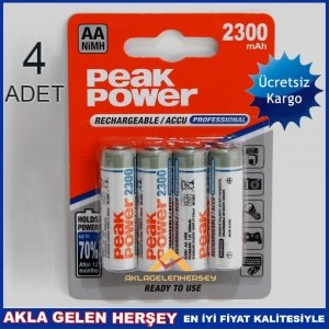 4 LÜ SET PEAK POWER 2300 mAh ŞARJLI KALEM PİL KD