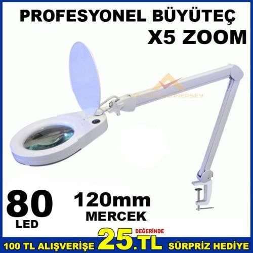80 Led Aydınlatmalı Masaüstü Kullanım X5 Büyüteç