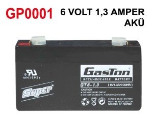Gaston Bakımsız Kuru Akü 6V 1.3Ah Kaliteli ve Garantili Şarj Edilebilir Akü