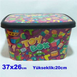 TOY BOX 37x26cm TÜM ÇEVRESİ ve KAPAĞI DESENLİ OYUNCAK KUTUSU ÇOK AMAÇLI SAĞLAM MALZEME KUTUSU