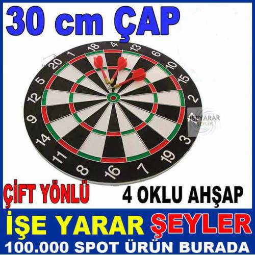 30cm Çift Yönlü Profesyonel Ahşap Dart Seti Kd