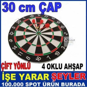 30cm Çift Yönlü Profesyonel Ahşap Dart Seti Kd
