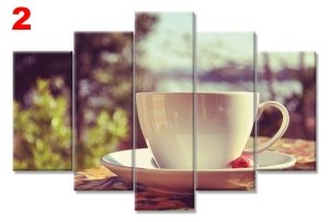BEYAZ FINCAN KAHVE 7 STİL 5 PARÇALI KANVAS TABLO