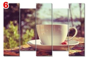 BEYAZ FINCAN KAHVE 7 STİL 5 PARÇALI KANVAS TABLO