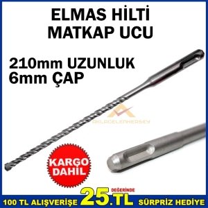 210mm BOY 6mm ÇAPINDA ELMAS HİLTİ MATKAP UCU