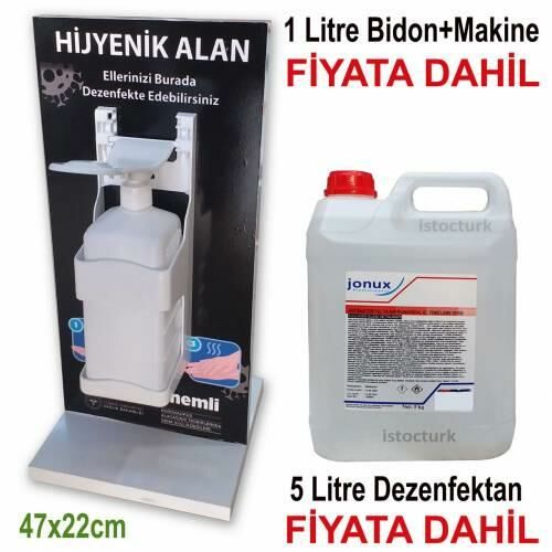 Dezenfektan Standı Hijyenik Alan Seti 5 Litre Antibakteriyel Dezenfektan Sıvısı+Makine+Bidon Hediye