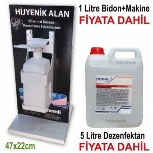 Dezenfektan Standı Hijyenik Alan Seti 5 Litre Antibakteriyel Dezenfektan Sıvısı+Makine+Bidon Hediye