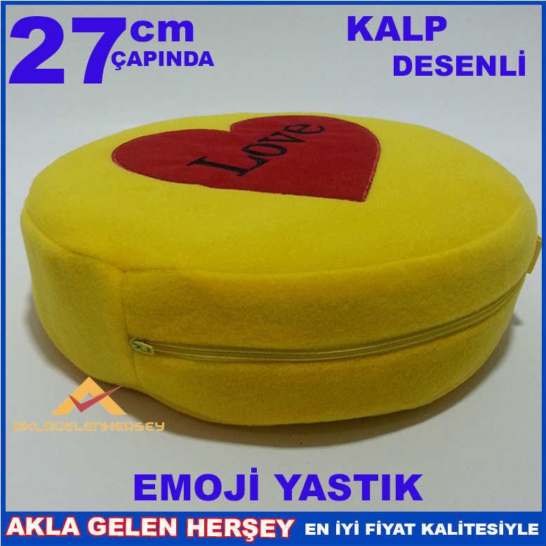 LOVE DESENLİ SARI DEKORATİF EMOJİ YASTIK
