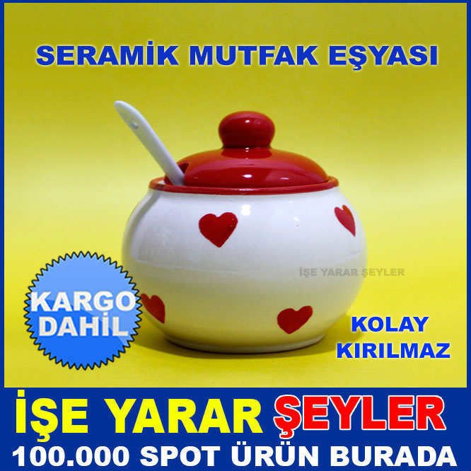 DESENLİ SERAMİK  KAŞIKLI BAHARATLIK-ŞEKERLİK-KD