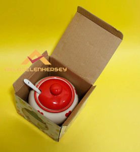 DESENLİ SERAMİK  KAŞIKLI BAHARATLIK-ŞEKERLİK-KD