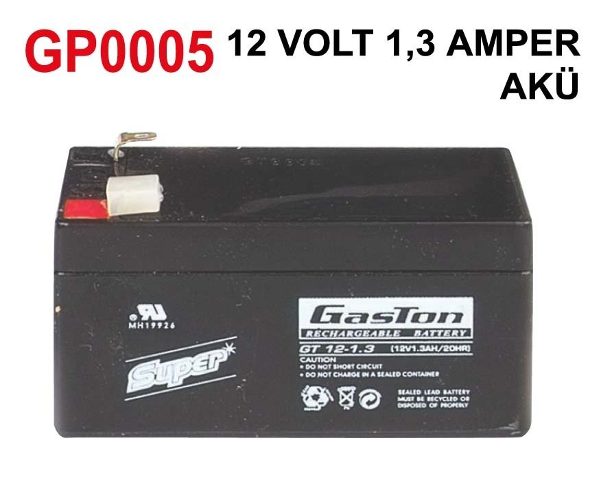 Gaston Bakımsız Kuru Akü 12V 1.3Ah Kaliteli ve Garantili Şarj Edilebilir Akü