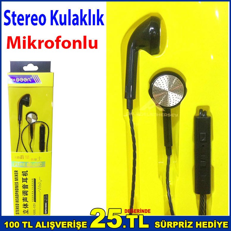 Mikrofonlu Kulaklık Kaliteli Ses Cep Telefon Kulaklığı 120cm Kablo Uzunluğu Stereo Kulaklık Siyah