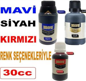 1.KALİTE ISTAMPA MÜREKKEBİ YAĞLI KIRMIZI-MAVİ-SİYAH 30cc