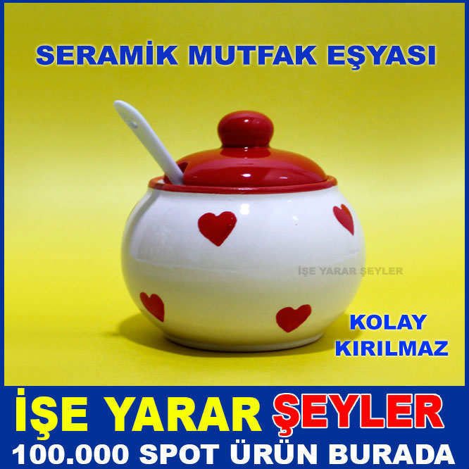 DESENLİ SERAMİK  KAŞIKLI BAHARATLIK-ŞEKERLİK