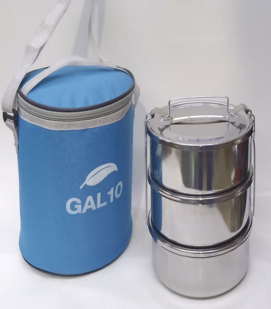 Termoslu Çanta Hediyeli 3lü Çelik Sefer Tası 1-2 kişlik 12x15cm Isı Koruyan Taşıma Çantası+Sefertası