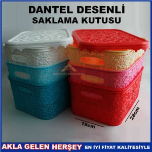 DANTEL DESENLİ ÇOK AMAÇLI KAPAKLI MALZEME KUTUSU