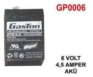Gaston Bakımsız Kuru Akü 6V 4.5Ah Kaliteli ve Garantili Şarj Edilebilir Akü
