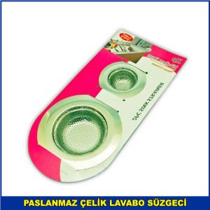 Paslanmaz Çelik Lavabo Süzgeci 2li Set Büyük Boy ve Küçük Boy