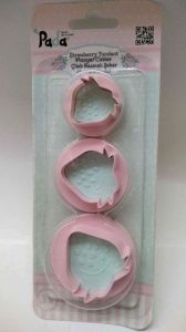 Sun plast çilek basmalı şeker hamuru 3 adet kesici D_5