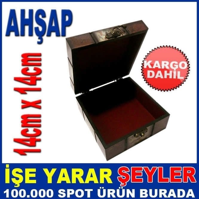 14X14 AHŞAP DEKORATİF ŞIK MÜCEVHER ZİNET KUTU KD