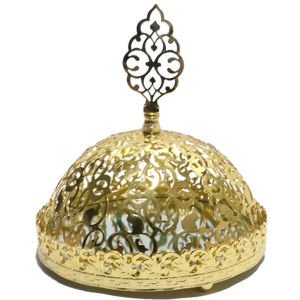 15 cm. İÇİ AYNALI KARARMAZ KAPLAMALI GOLD - ALTIN RENK METAL ŞEKERLİK