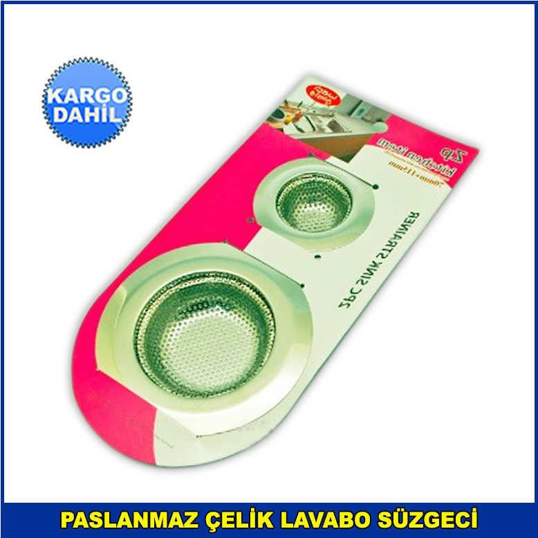 Paslanmaz Çelik Lavabo Süzgeci 2li Set Büyük Boy ve Küçük Boy
