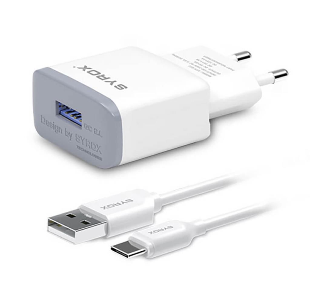 Syrox Type-C Şarj Cihazı 2.0 A Adaptör SYX- Q22 Duvar Şarjı ve Typ-C usb kablo