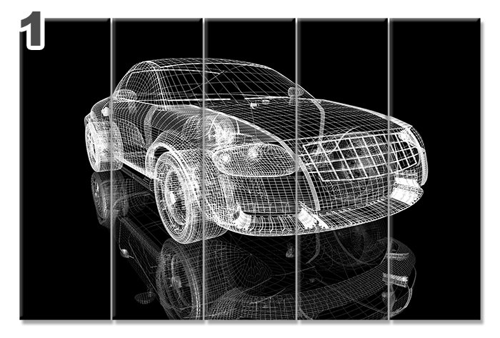 AUDI TT 3D 7 STİL 5 PARÇALI KANVAS TABLO