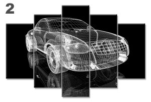 AUDI TT 3D 7 STİL 5 PARÇALI KANVAS TABLO