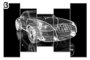 AUDI TT 3D 7 STİL 5 PARÇALI KANVAS TABLO