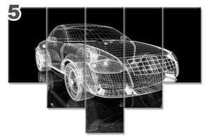 AUDI TT 3D 7 STİL 5 PARÇALI KANVAS TABLO