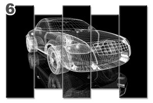 AUDI TT 3D 7 STİL 5 PARÇALI KANVAS TABLO