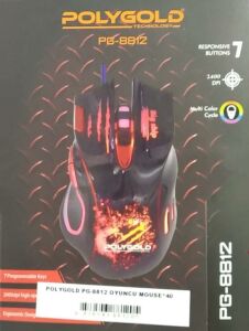 Polygold Işıklı 3 Farklı DPI Seçeneği ile 7 Tuşlu Oyuncu Mouse 2400 DPI Özel Ele Tam Oturan Tasarım