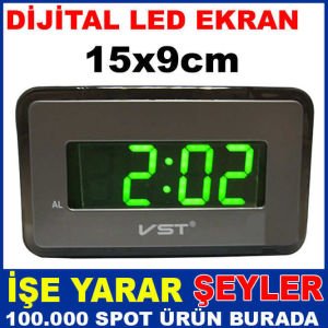 YEŞİL LED IŞIKLI ALARMLI DİJİTAL MASA SAATİ
