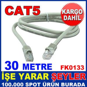 30 METRE CAT5 ETHERNET KABLOSU 2 UCU JACKLI KD