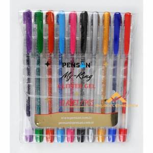 10 Farklı Renk Pensan Simli Neon Jel Kalem Seti