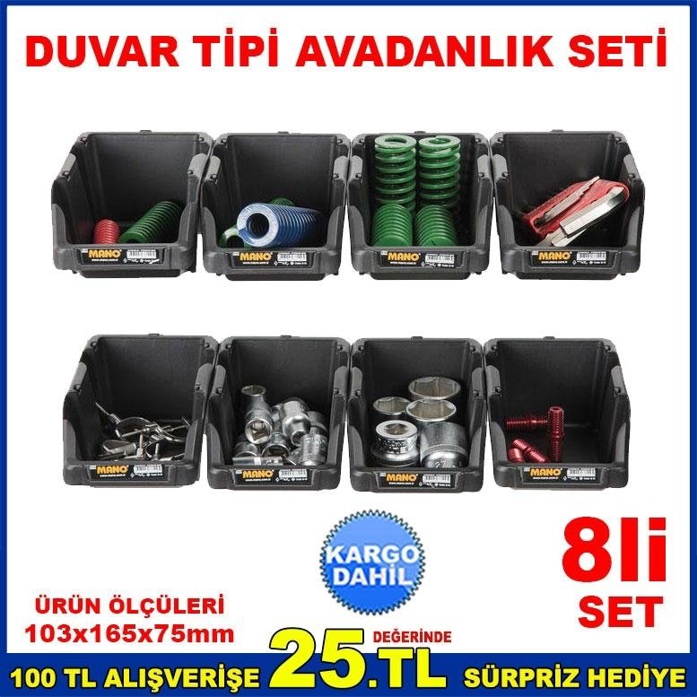MANO 8'Lİ SET DUVAR TİPİ ORGANİZE AVADANLIK SETİ